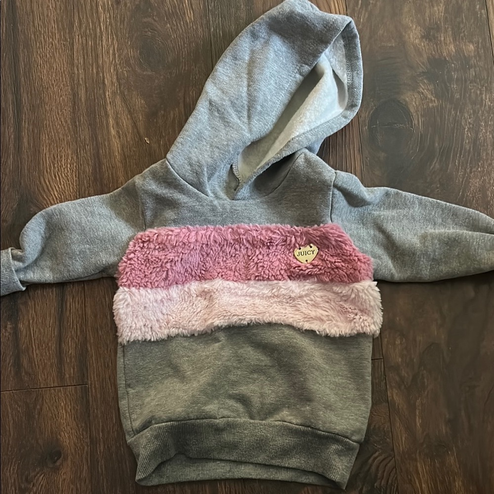 Juicy Couture Kids Gray and Pink Hoodie